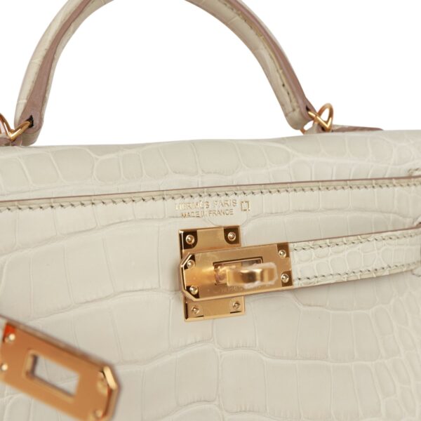 H Kelly Sellier 20cm Beton Matte Alligator Gold Hardware - Immagine 6