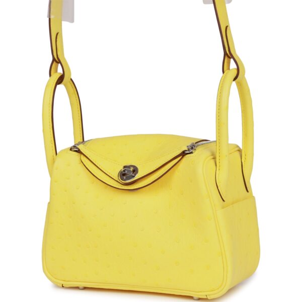 H Mini Lindy Jaune Citron Ostrich Palladium Hardware — изображение 4