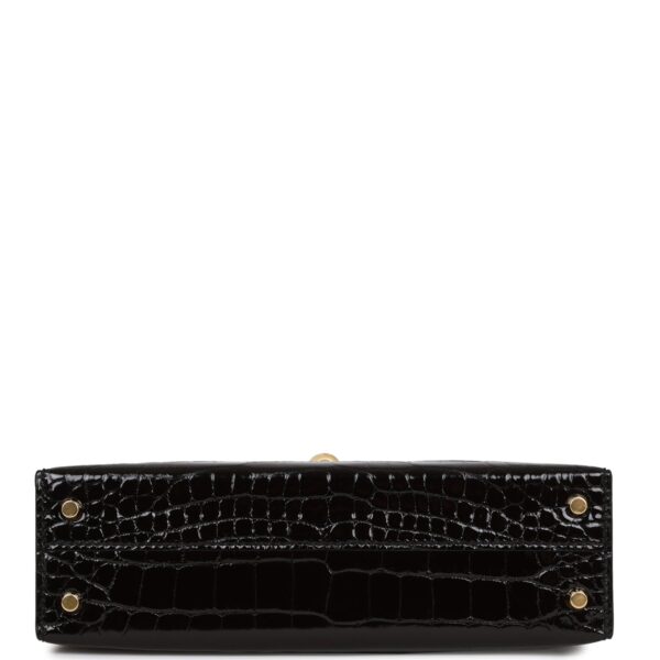 H Kelly Sellier 20 Black Shiny Alligator Gold Hardware - Immagine 5