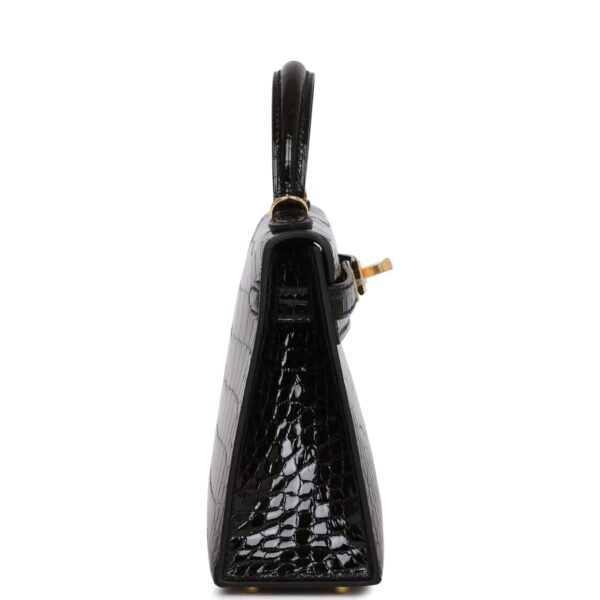 H Kelly Sellier 20 Black Shiny Alligator Gold Hardware - Immagine 2