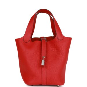 H Picotin Lock 18 Vermillion Clemence Palladium Hardware