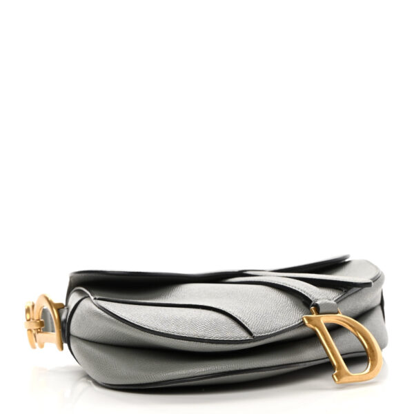 CHRISTIAN D Grained Calfskin Saddle Bag Grey - Image 2