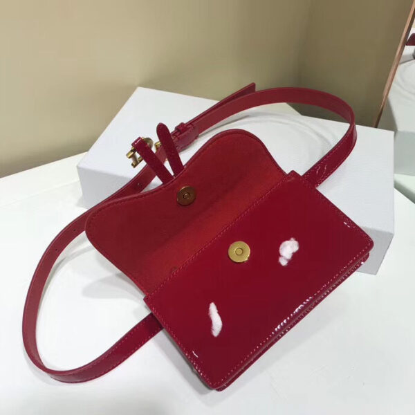 D Saddle Belt Bag In Red Patent Leather - Billede 4