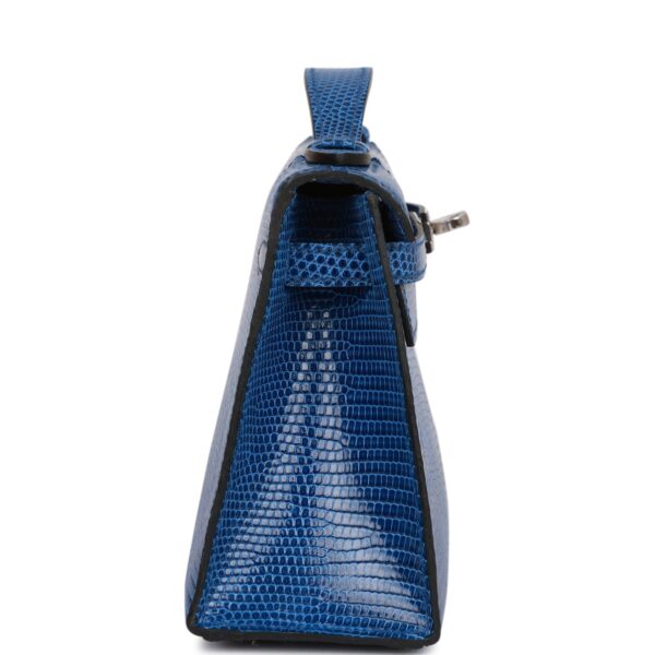 H Kelly Pochette Bleu Saphir Lizard Palladium Hardware - Image 2