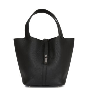 H Black Clemence Picotin Lock 22cm Palladium Hardware