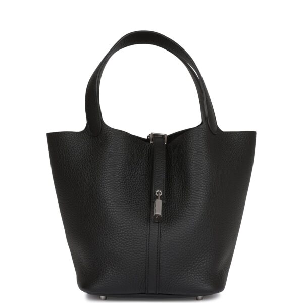 H Black Clemence Picotin Lock 22cm Palladium Hardware