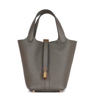 H Picotin Lock 18 Gris Meyer Clemence Gold Hardware