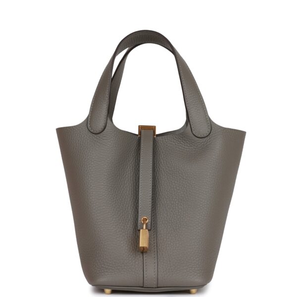 H Picotin Lock 18 Gris Meyer Clemence Gold Hardware