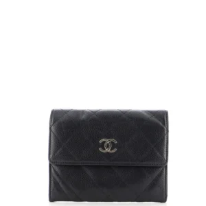 CC Compact Wallet Quilted Caviar