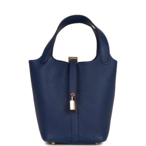 H Picotin Lock 18 Bleu Saphir Maurice Gold Hardware