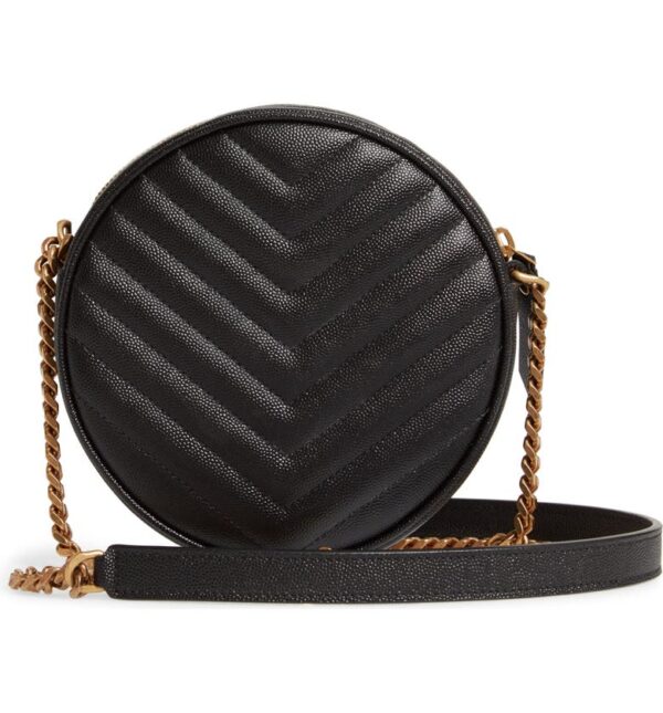 Y Vinyle Round Camera Bag in Chevron-Quilted Grain de Poudre Embossed Leather — изображение 5