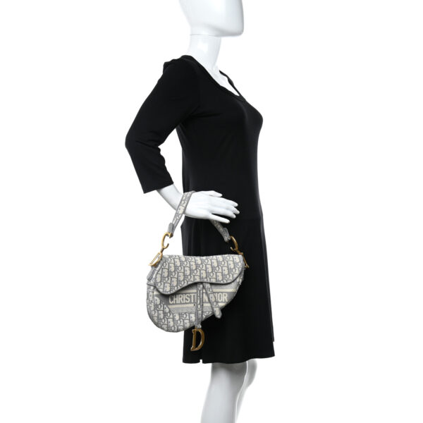 CHRISTIAN D Oblique Embroidered Saddle Bag Gray - Immagine 3
