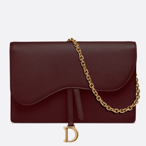 D Bordeaux Calskin Saddle Chain Clutch - Bild 2