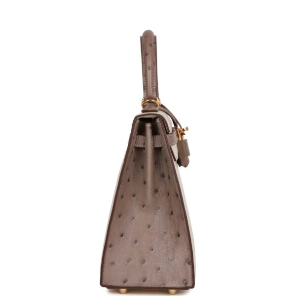 H Special Order (HSS) Kelly Sellier 25 Beton and Gris Asphalte Ostrich Gold Hardware - Afbeelding 2