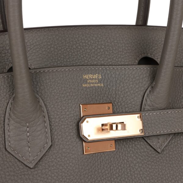 H Birkin 30 Gris Meyer Togo Rose Gold Hardware - Image 6