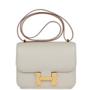 H Constance 18 Gris Perle Swift Gold Hardware