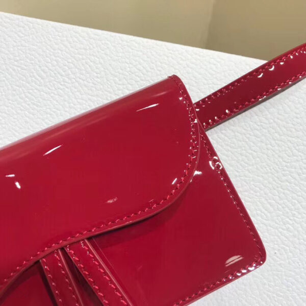 D Saddle Belt Bag In Red Patent Leather - Billede 3