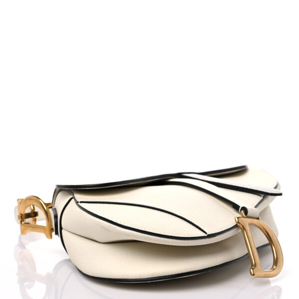 CHRISTIAN D Grained Calfskin Saddle Bag White - Afbeelding 3