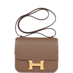 H Constance 18 Etoupe Epsom Gold Hardware