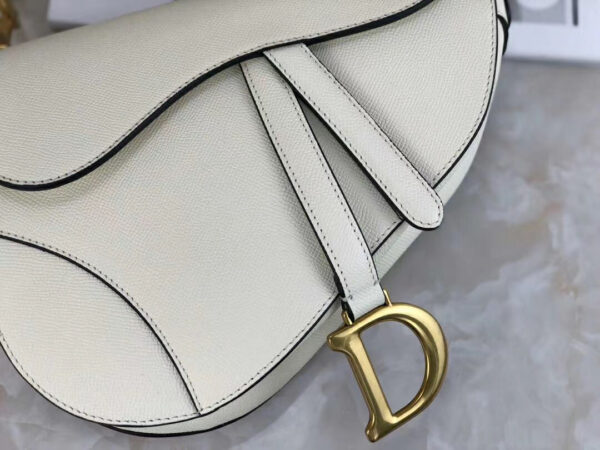 CHRISTIAN D Grained Calfskin Saddle Bag White - Afbeelding 5