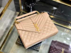 Y  ENVELOPE MEDIUM BAG IN MIX MATELASS�� GRAIN DE POUDRE EMBOSSED LEATHER