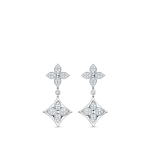 Color Blossom BB White Gold and Diamond Long Earrings