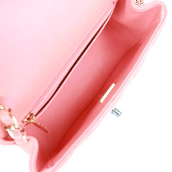 CC Mini Square Flap Bag Pink Lambskin Light Gold Hardware - Image 7