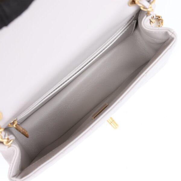 CC Pearl Crush Mini Rectangular Flap Bag Light Grey Lambskin Antique Gold Hardware - Image 7