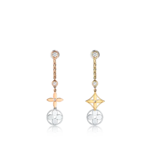 Idylle Blossom Tri-Colour Gold and Diamond Long Earrings