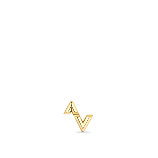 Louis Volt Upside Down Yellow K Gold Single Stud Earrings
