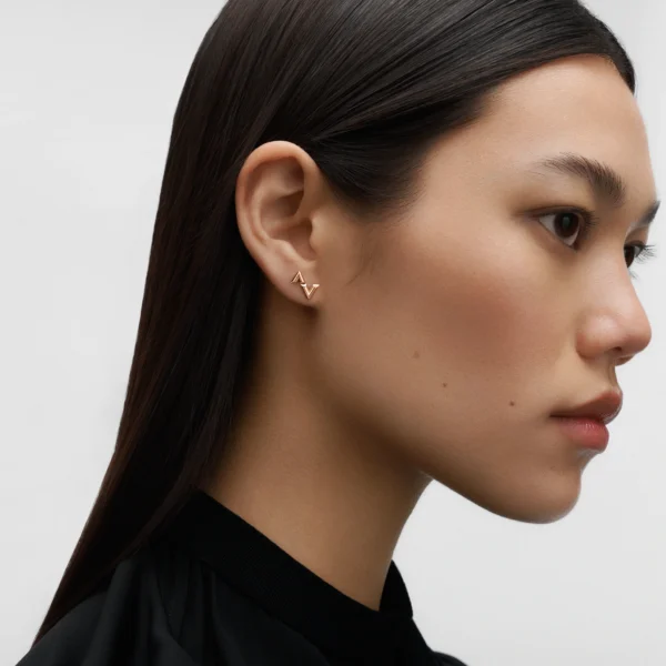 Louis Volt Upside Down Rose Gold Single Stud Earrings - Afbeelding 4