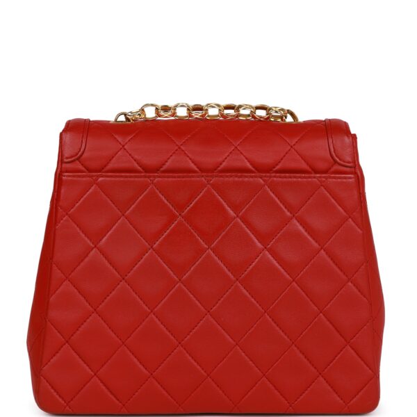 Vintage CC Trapeze Flap Bag Red Lambskin Gold Hardware - Image 3