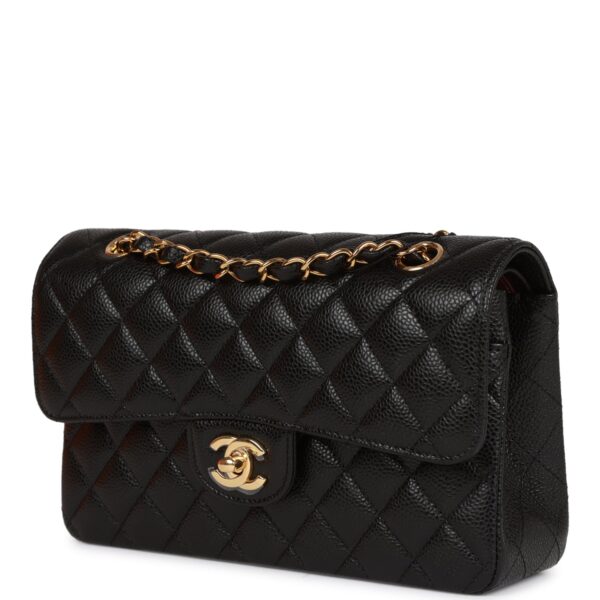 CC Small Classic Double Flap Black Caviar Gold Hardware - Immagine 4