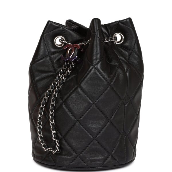 CC Mini Bucket Bag Black Lambskin Silver Hardware — изображение 4