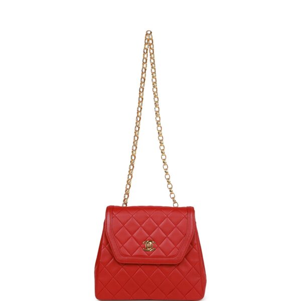 Vintage CC Trapeze Flap Bag Red Lambskin Gold Hardware - Image 6