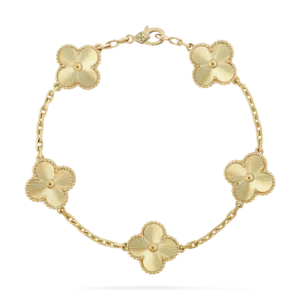 Vintage Alhambra bracelet, 5 four-leaf lucky totems