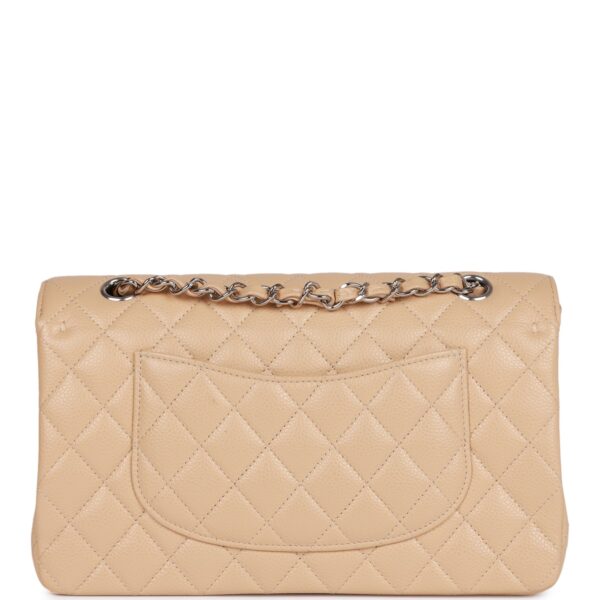 CC Medium Classic Double Flap Bag Beige Caviar Silver Hardware - Image 3
