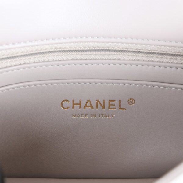 CC Pearl Crush Mini Rectangular Flap Bag Light Grey Lambskin Antique Gold Hardware - Image 8
