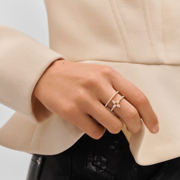 Idylle Blossom Rose Gold and Diamond Double Row Ring - Afbeelding 3