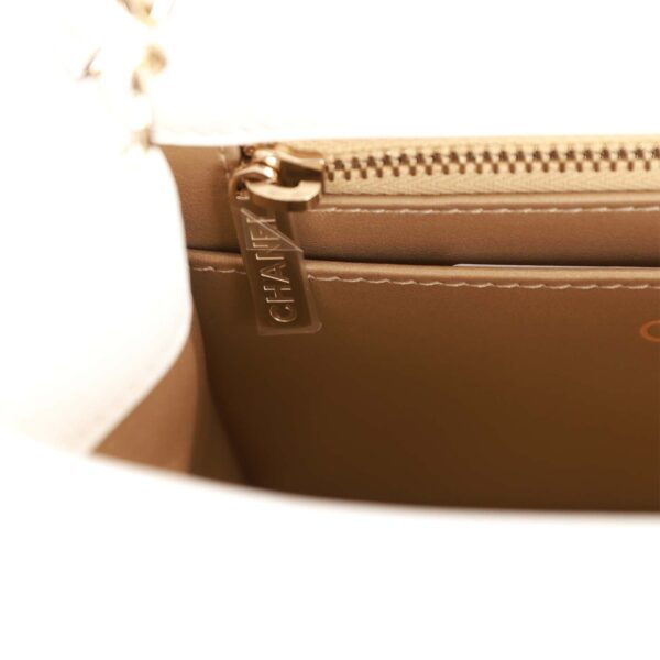 CC Pearl Crush Mini Square Flap Bag White Lambskin Light Gold Hardware - Image 9