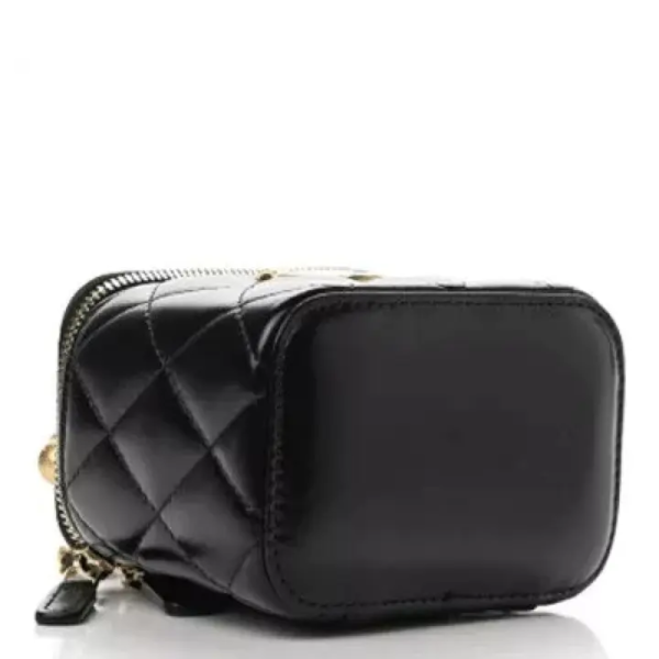 CC Calfskin Quilted Mini Perfect Fit Vanity Case With Chain Black - Bild 2