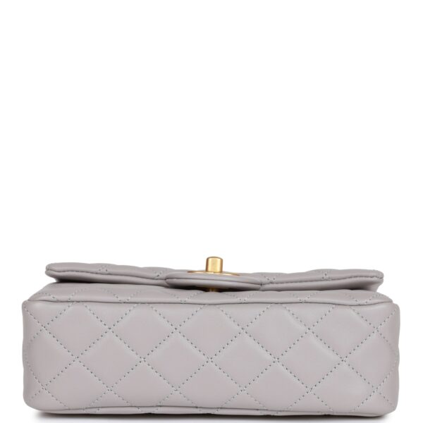 CC Pearl Crush Mini Rectangular Flap Bag Light Grey Lambskin Antique Gold Hardware - Image 5