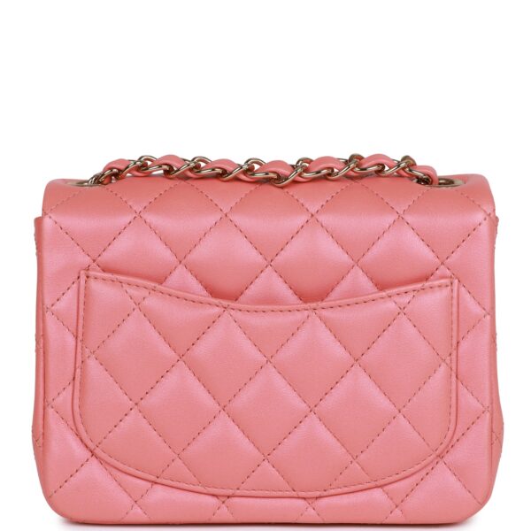CC Mini Square Flap Bag Pink Lambskin Light Gold Hardware - Image 3