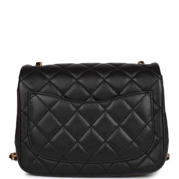 CC Pearl Crush Mini Square Flap Bag Black Lambskin Antique Gold Hardware - Billede 3