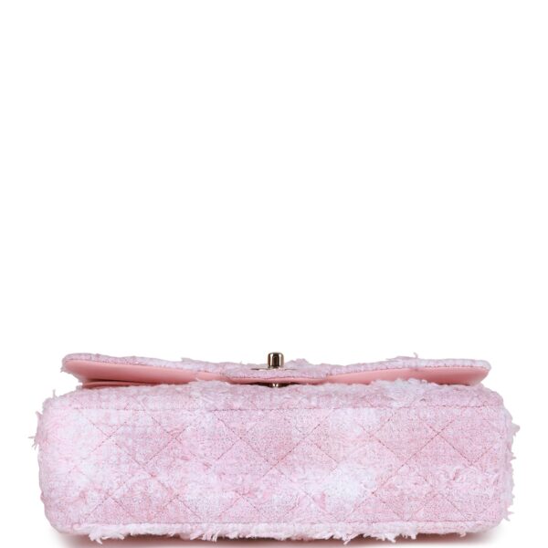 CC Medium Classic Double Flap Bag Rose Sakura Tweed Light Gold Hardware - Image 5