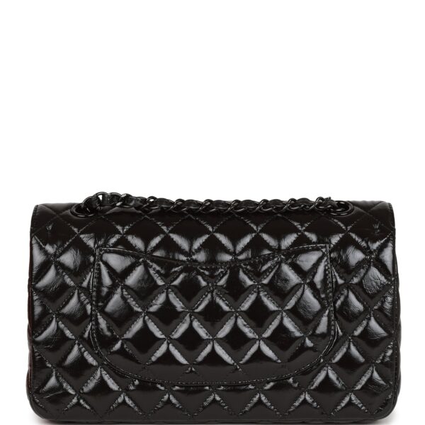 CC Medium Classic Double Flap Bag SO Black Crumpled Calfskin Black Hardware - Immagine 3
