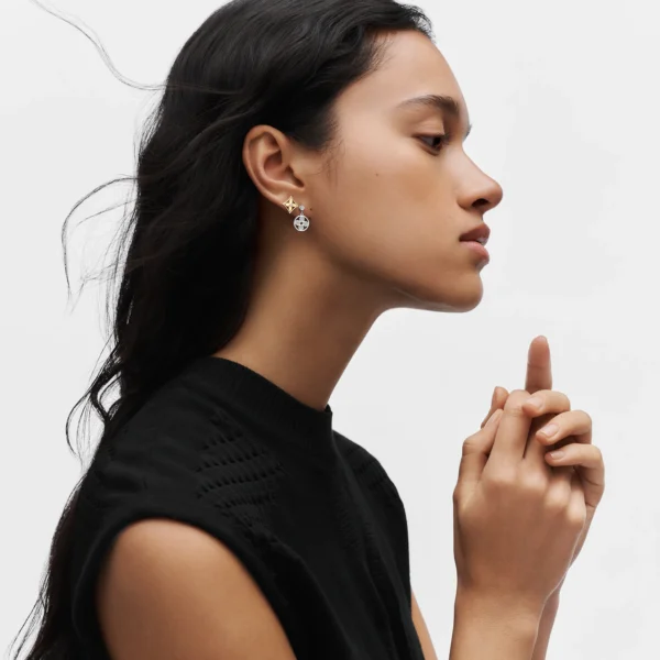 Idylle Blossom Yellow and White Gold and Diamond Reversible Single Stud Earrings - Image 3