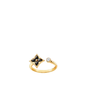 Color Blossom Mini Star Ring in Yellow Gold, Onyx and Diamonds
