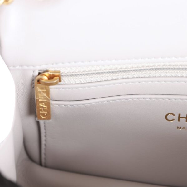 CC Pearl Crush Mini Rectangular Flap Bag Light Grey Lambskin Antique Gold Hardware - Image 9