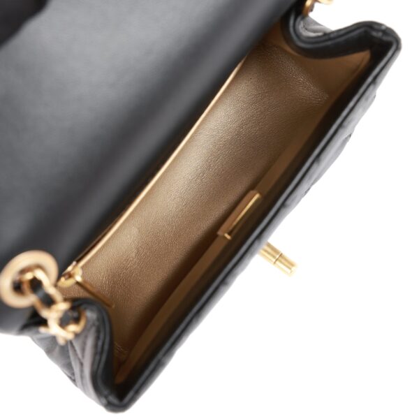 CC Pearl Crush Mini Square Flap Bag Black Lambskin Antique Gold Hardware - Billede 7